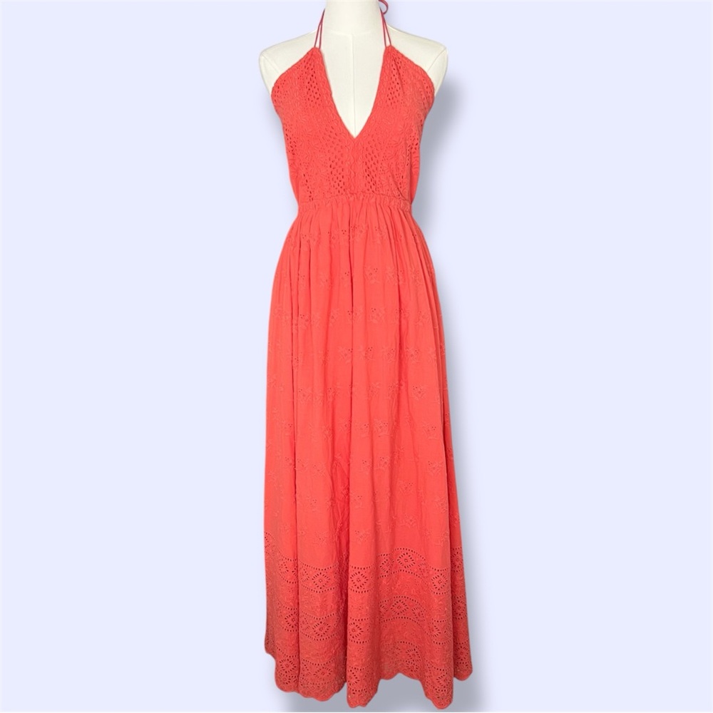 Roller Rabbit Lois Halter Maxi Cotton Dress in Pink